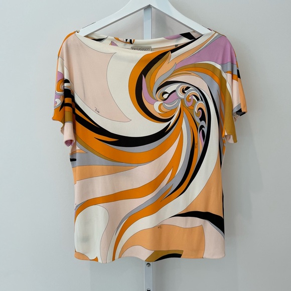 EMILIO PUCCI ORANGE MULTI TOP STYLE 82JN36 SIZE IT 46 / US 12 NWOTS! - Picture 3 of 17